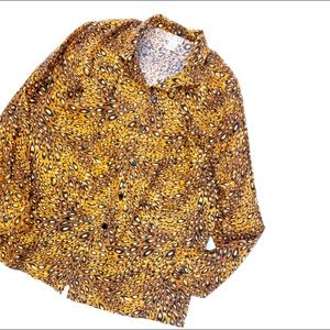 Vintage Silk Leopard Print Button Down Top Medium
